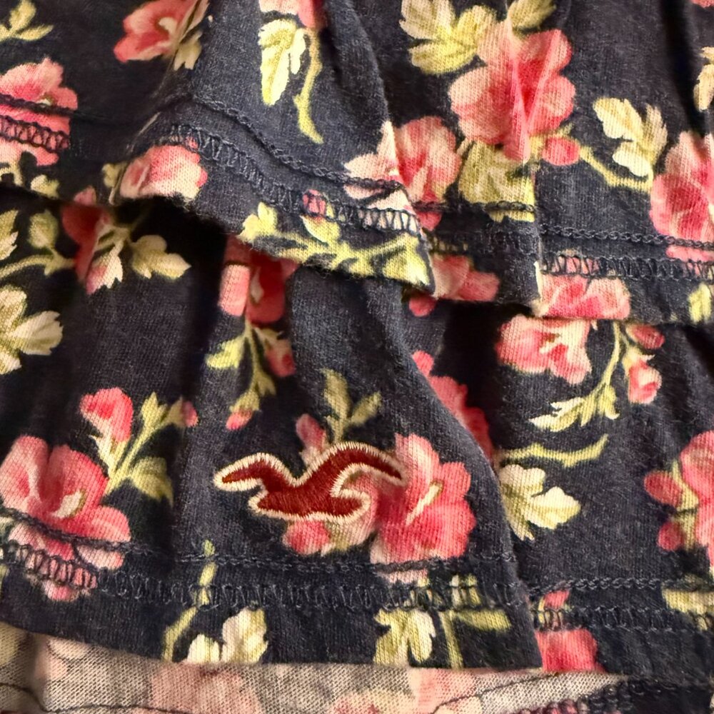 Hollister Blue Pink Floral Tiered Mini Skirt - Y2K Coquette Size Small - Picture 5 of 7